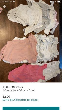 Image 1 of 0-3 month girls clothes bundle