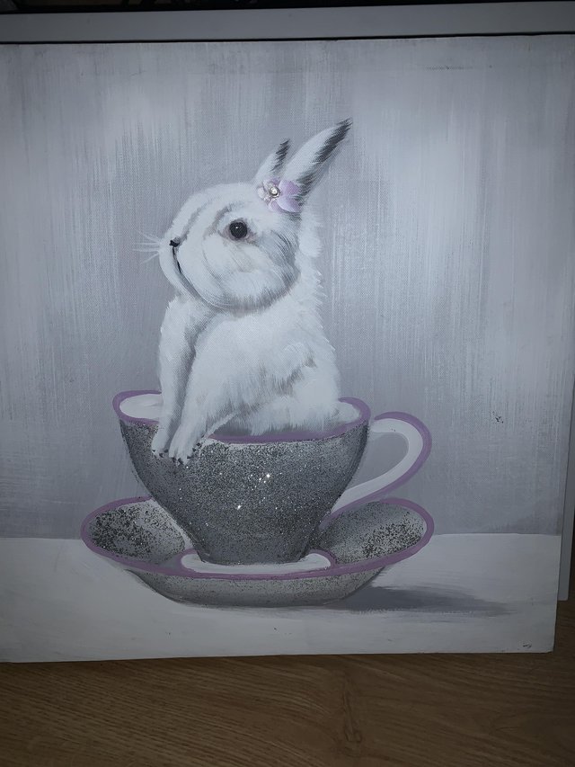 Preview of the first image of Cute Rabbit Pictures x2 on canvas.