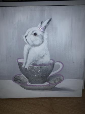 Image 1 of Cute Rabbit Pictures x2 on canvas