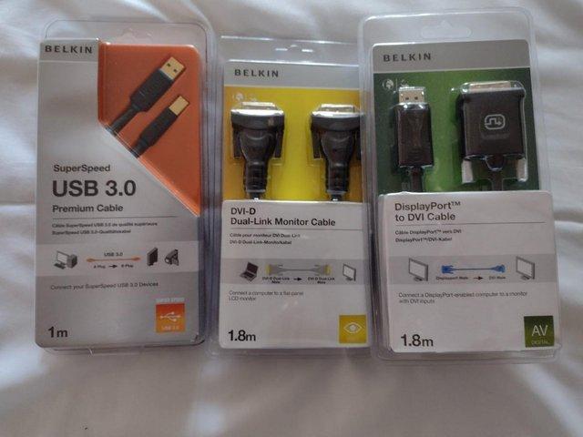 Preview of the first image of Belkin Cables, USB, DVI,HDMI CAT6, Brand New In Sealed Packs.