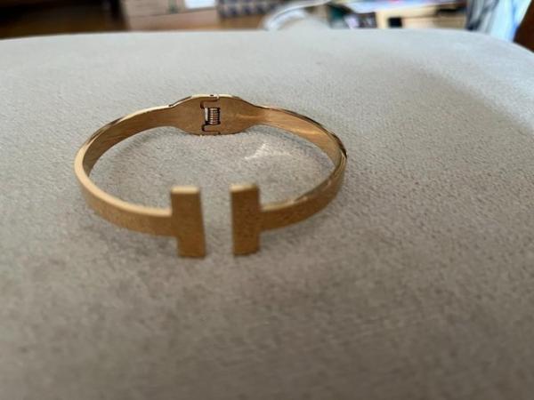 Image 2 of Rose Gold coloured T-bar hinged bracelet
