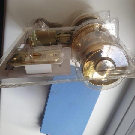 Image 3 of Door Handle / Lock set with keys brass finish