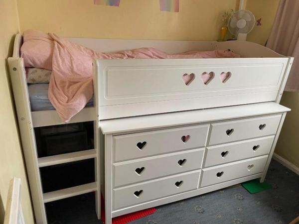 Image 2 of Girls Mid-Sleeper Bed with Mattress