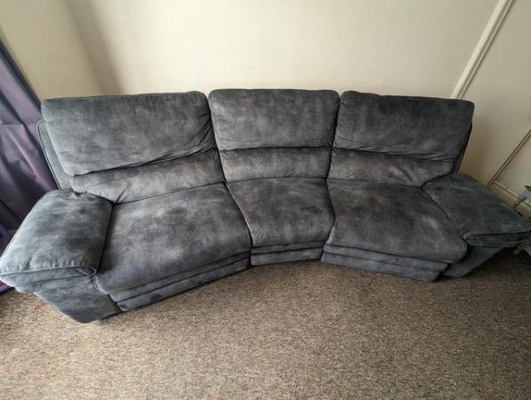 Image 2 of 4 seater curved sofa and large cuddle chair