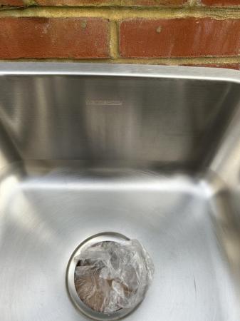 Image 2 of not used stainless steel kitchen sink with waste pipe kit