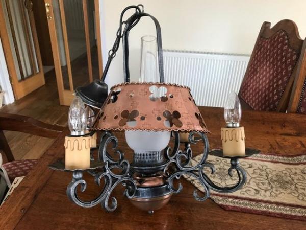 Image 1 of Wrought iron 5 light chandelier