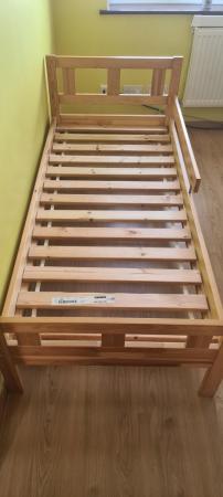 Image 1 of Solid wood bed frame 70x160cm+ matching 100% Natural Quilted
