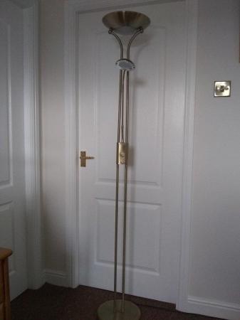Image 1 of Floor lamp. Father and child uplighter, brass.