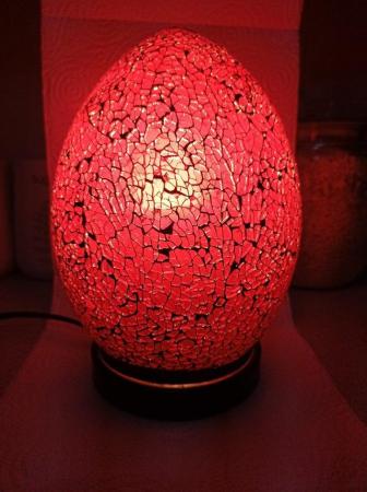 Image 1 of Small Egg mosaic table lamp RED