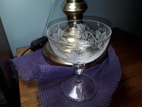 Image 3 of RARE EDWARDIAN ETCHED CRYSTAL CHAMPAGNE COUPE