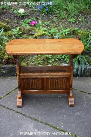 Image 67 of AN OLD CHARM VINTAGE OAK MAGAZINE RACK COFFEE LAMP TABLE