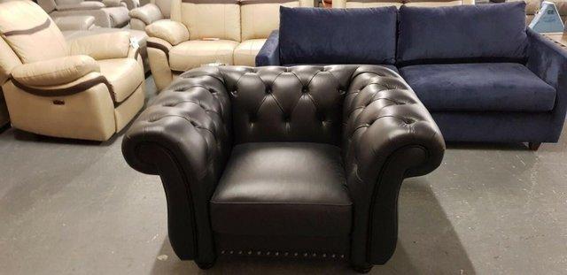 Image 4 of New Bakerfield chesterfield black leather armchair
