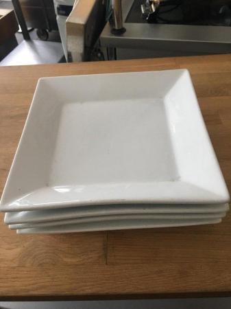 Image 2 of Square plates x 4. Durable catering quality. White