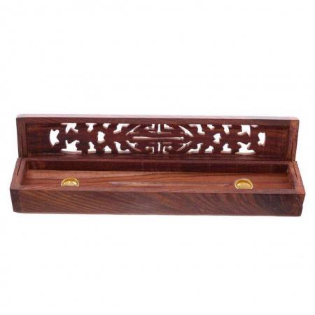 Image 2 of Decorative Sheesham Wood Carved Incense Box. Free postage