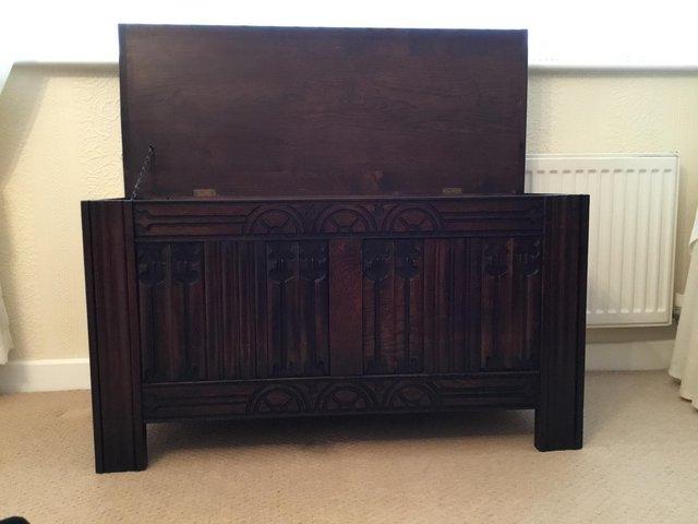 Preview of the first image of Dark Wood Blanket Box / Wide Screen TV Chest..