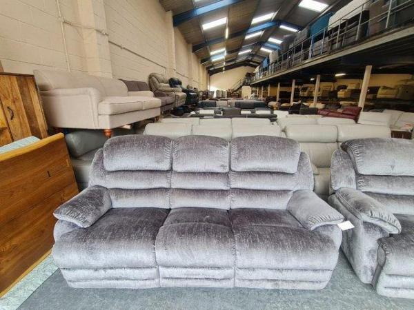 Image 4 of Farrington grey fabric manual recliner 2 x 3 seater sofas