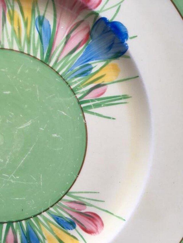 Preview of the first image of CLARICE CLIFF SPRING CROCUS 10" DINNER PLATE.