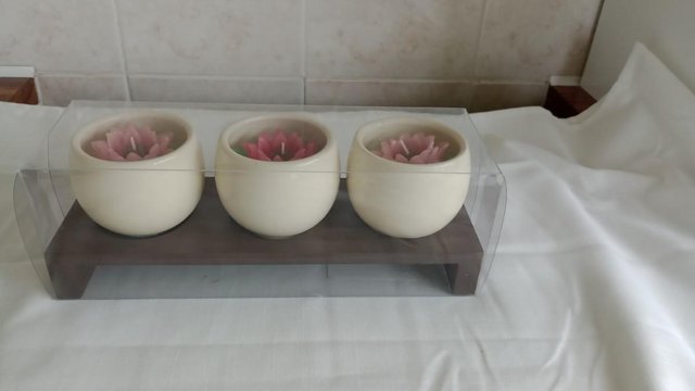 Image 3 of Ceramic Flower Candles On Stand