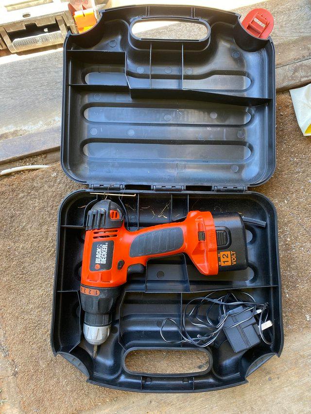 Preview of the first image of Black and Decker 12v drill/driver combo in hard case.