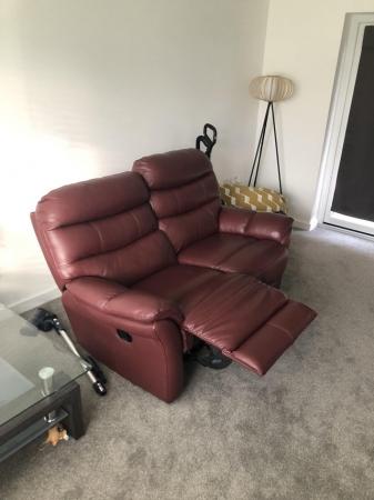 Image 1 of 2 seater leather recliner sofa
