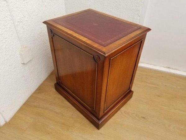 Image 14 of Beautiful ox blood leather and mahogany desk with cabinet.