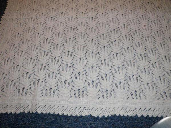 Image 3 of Lacy Hand Knitted White SHAWL