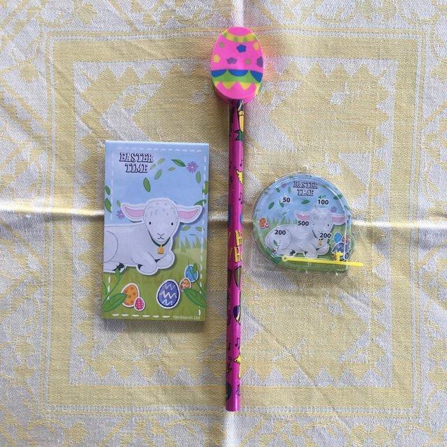 Preview of the first image of New Easter activity items - pencil/eraser, pad, mini pinball.