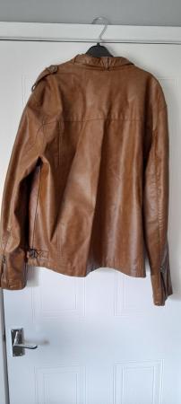 Image 2 of Mens Guess brown faux leather jacket size XXL