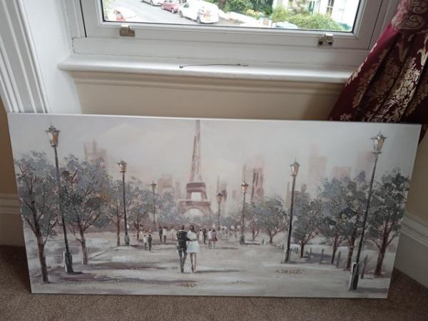 Image 2 of Paris in the snow canvas