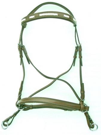 Image 3 of Bitless Bridle & crossover & Reins Brown leather EXTRA FULL