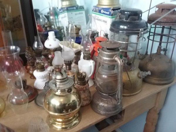 Image 1 of Collection of old oil lamps 1940's on