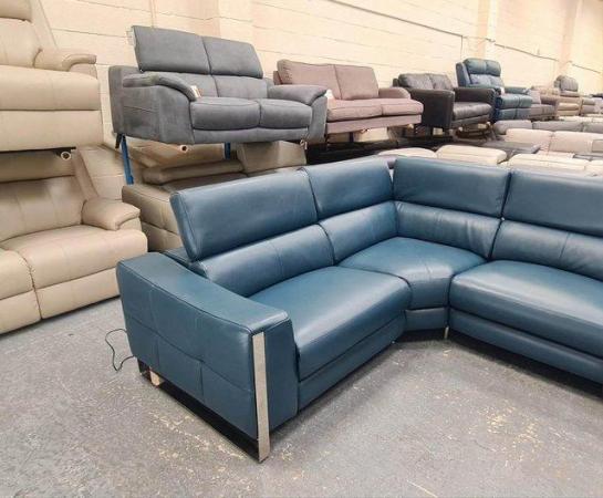 Image 7 of Torres turquoise leather electric recliner corner sofa