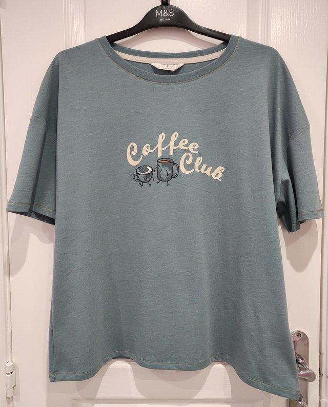 Preview of the first image of BNWT M&S Pyjama Lounge Coffee Club Top 14 Collect or Post.