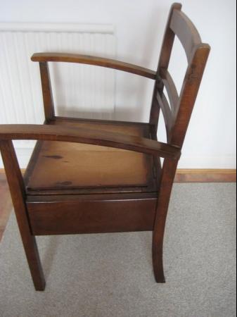 Image 9 of Antique Oak Commode Chair with China Pot & Lid
