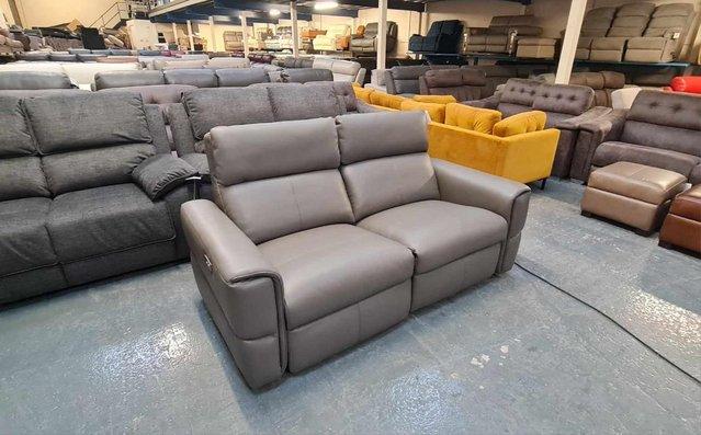 Image 10 of Samson grey leather electric recliner 2 x 2 seater sofas