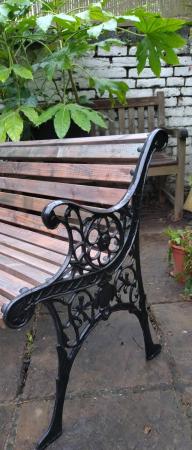 Image 2 of Cast iron garden bench, restored