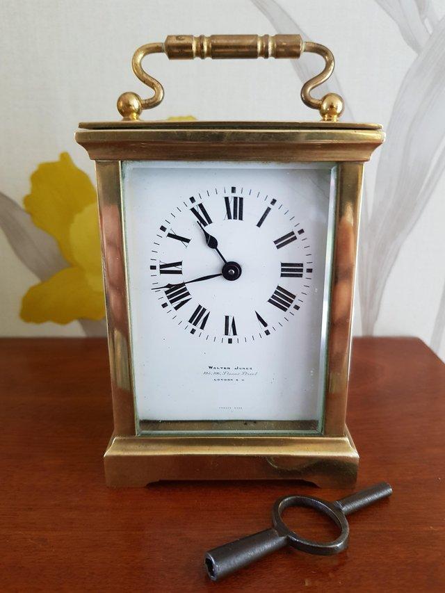 Preview of the first image of Antique miniature carriage clock walter jones chelsea london.