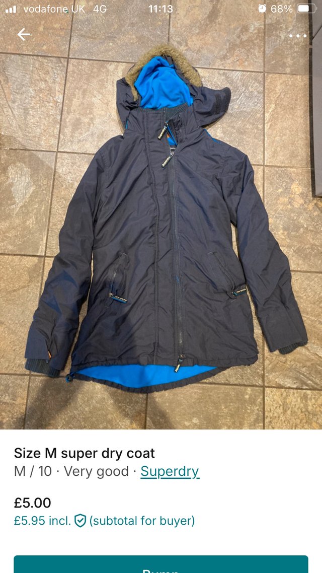 Preview of the first image of Superdry ladies coat size M.
