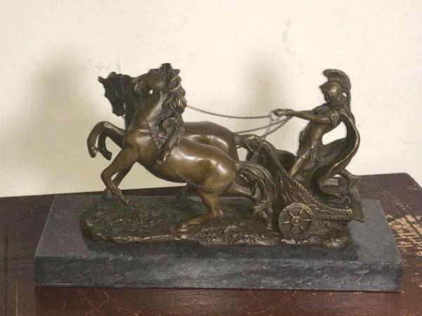 Image 8 of The Chariot racer in hot caste bronze & marble