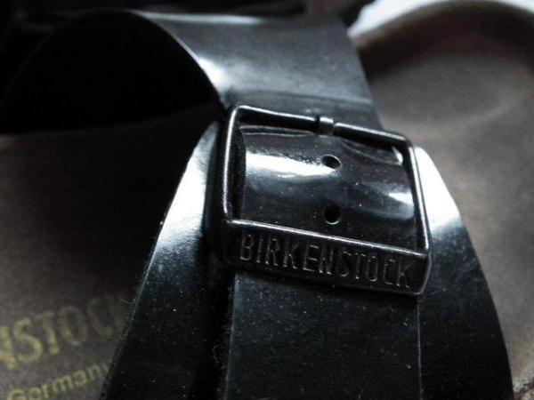 Image 2 of Birkenstock Birkis black patent Madrid sandals UK 5.5
