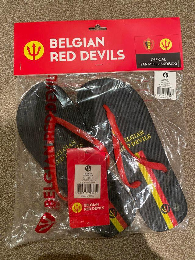 Preview of the first image of Belgian Red Devils flip flops - Unisex.
