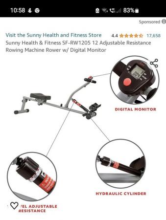 Image 3 of Rowing machine by Sunny Health & Fitness