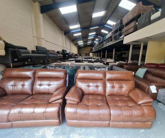 Image 5 of La-z-boy Knoxville brown leather pair of 2 seater sofas