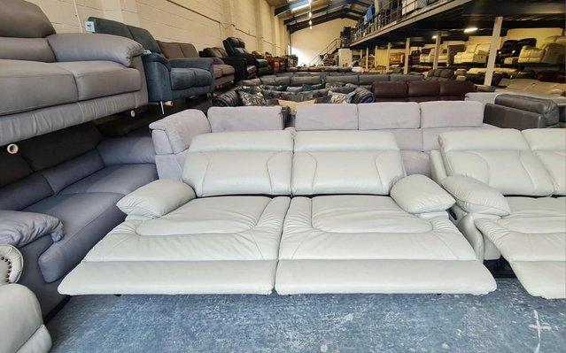 Image 3 of La-z-boy Raleigh grey leather electric 3+2 seater sofas