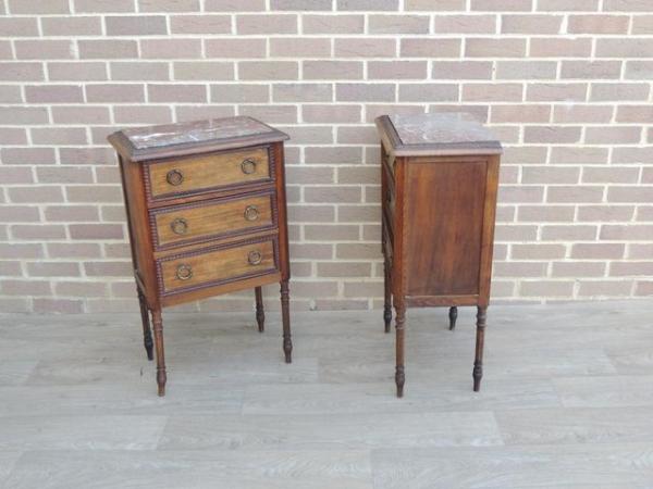 Image 19 of Pair of Antique Bedside Tables with Marble Tops (Delivery)