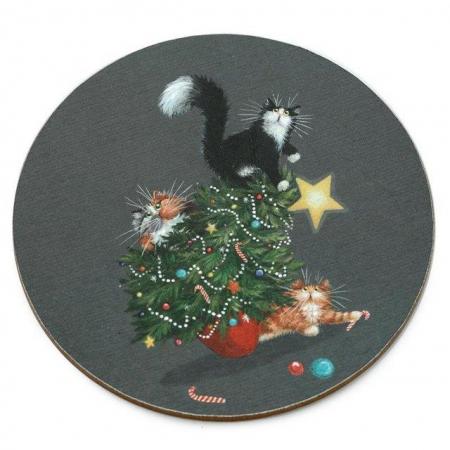 Image 3 of Kim Haskins Christmas Tree Catastrophe Cats Porcelain Mug &