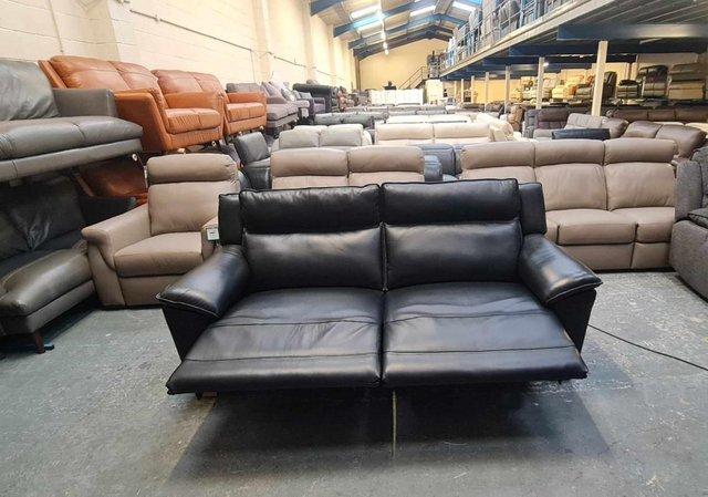 Image 8 of Dune black leather electric recliner 3 seater sofa