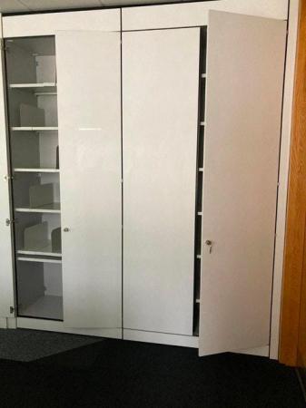 Image 22 of Lockable 4 door white office tall double cupboards/storage