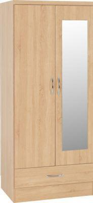 Preview of the first image of NEVADA 2 DOOR 1 DRAWER MIRRORED WARDROBE IN SONOMA OAK.
