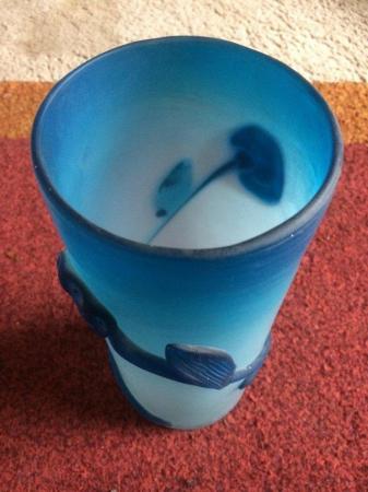 Image 3 of VERY UNUSUAL BLUE OMBRÉ GLASS VASE